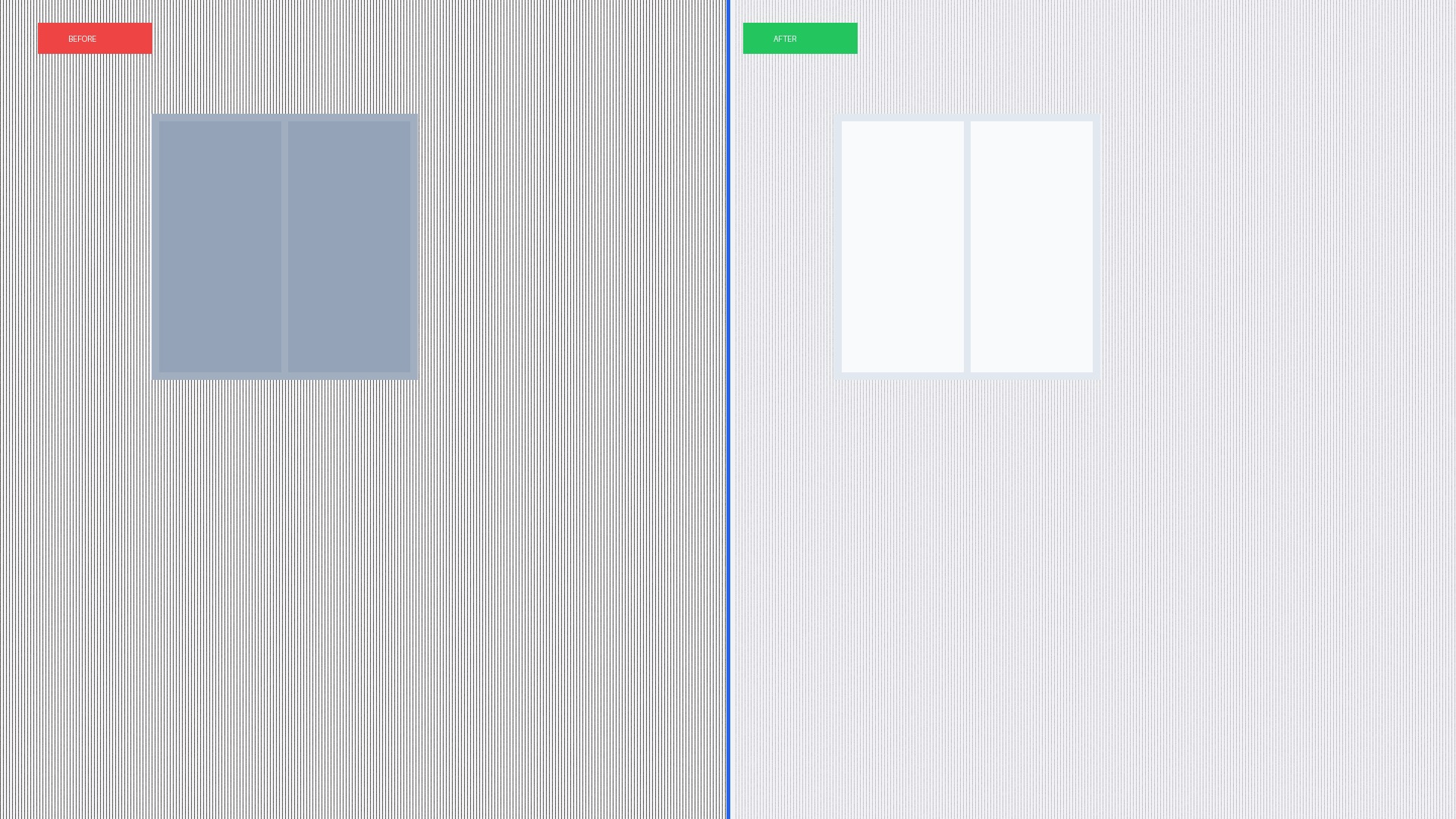 Side-by-side comparison of raw real estate photo and AI-enhanced version showing improved lighting, color, and clarity