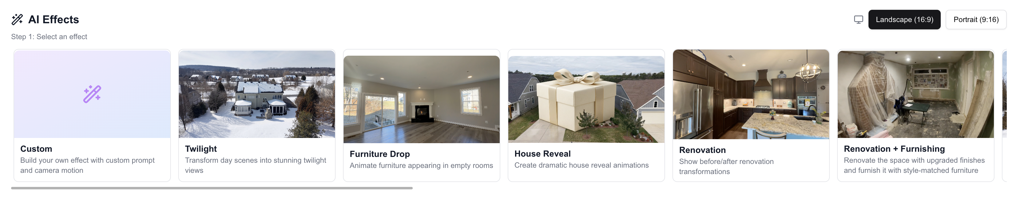VideoGuru AI effects library for real estate