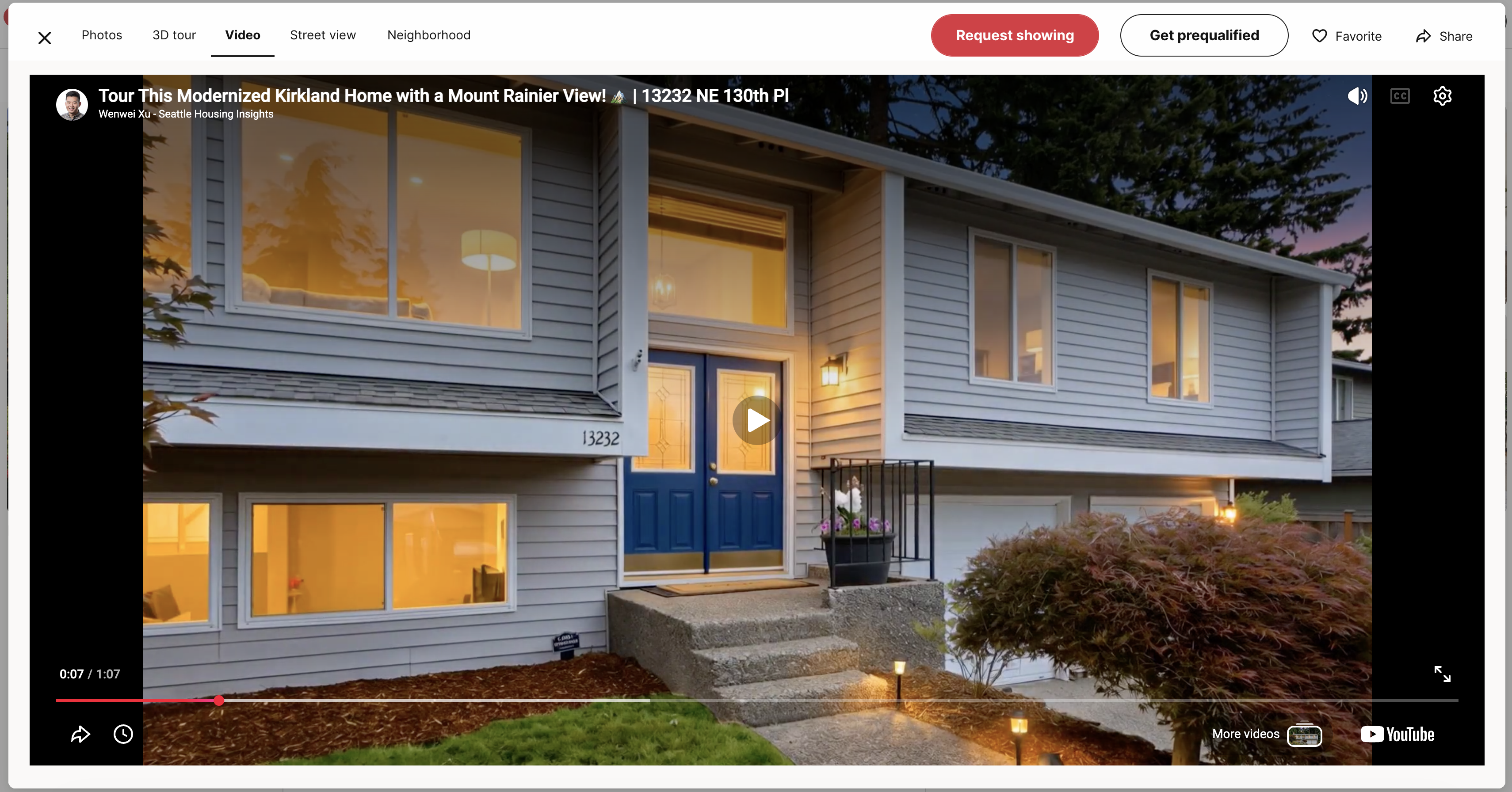 Horizontal property video posted on Redfin