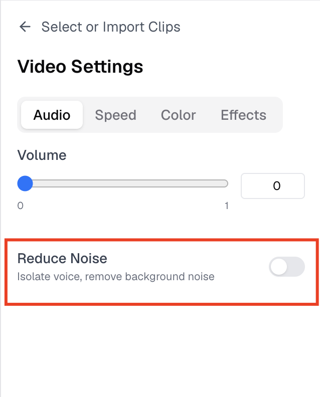 Noise reduction controls in VideoGuru
