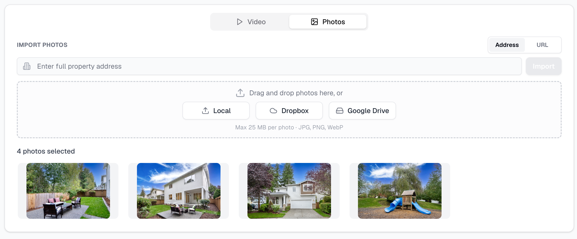 Project detail page showing all photos including edited photos in VideoGuru