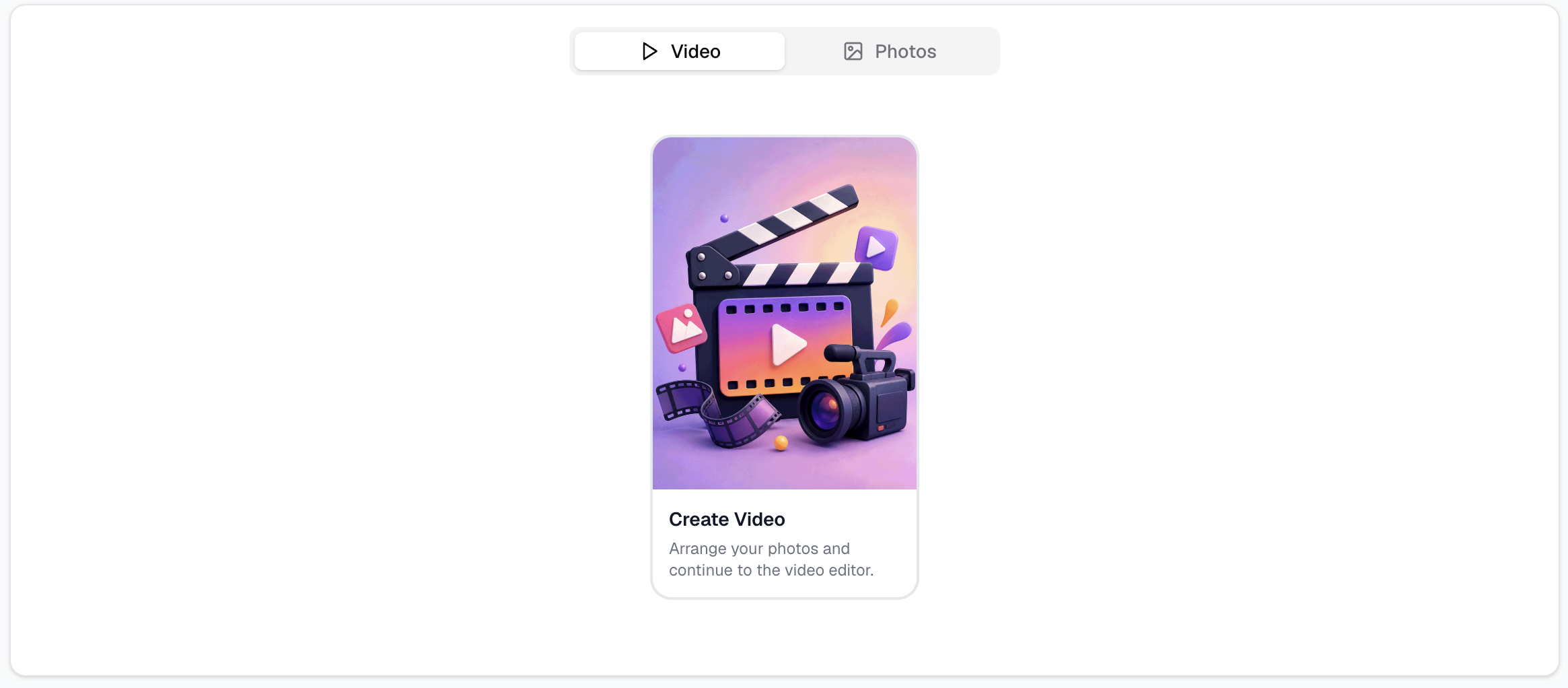 Continue creating a video with edited photos from the project detail page in VideoGuru
