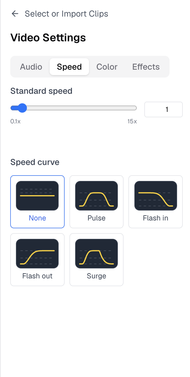 Auto speed ramp controls in VideoGuru