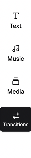 Transitions tab in the VideoGuru editor